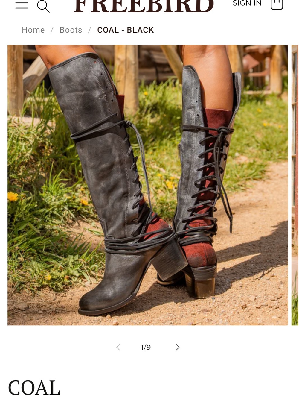 NWT Freebird  COAL Leather Lace-Up Boots - In Box with Dusters. Retail $395